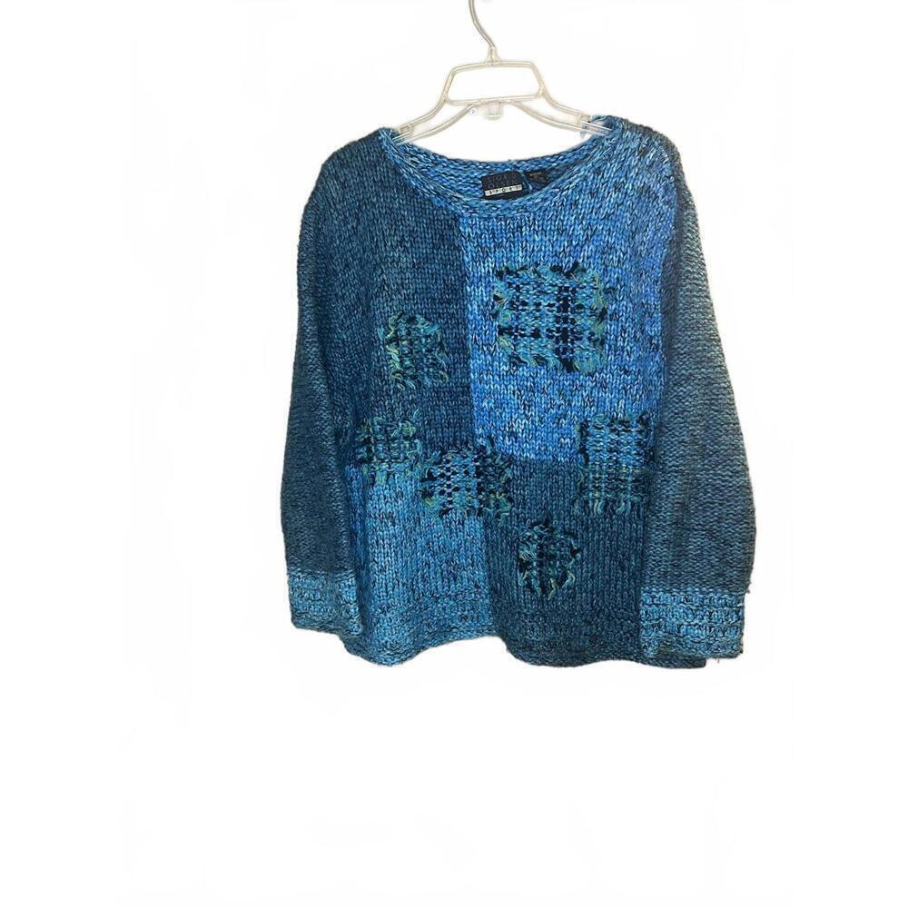 Sigrid Olsen Sport Women's Blue Hand-Knit Silk Nylon Sweater Art to Wear Size 3X